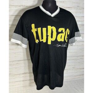 Tupac Shakur 2Pac Size LARGE Men’s Hip Hop Rap Throwback Jersey Shirt Black